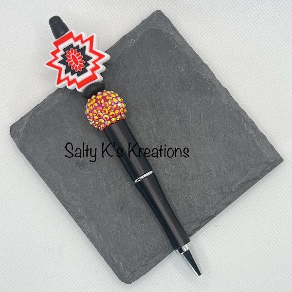Beaded Pen - Western - Red