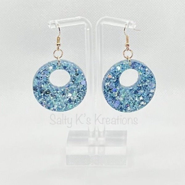 Circle - Medium - Blue Iridescent Chunky Glitter Mix