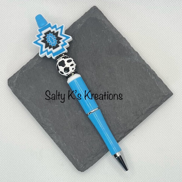 Beaded Pen - Western - Blue