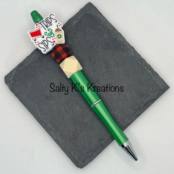 Beaded Pen - Coffee - Trips & Sips