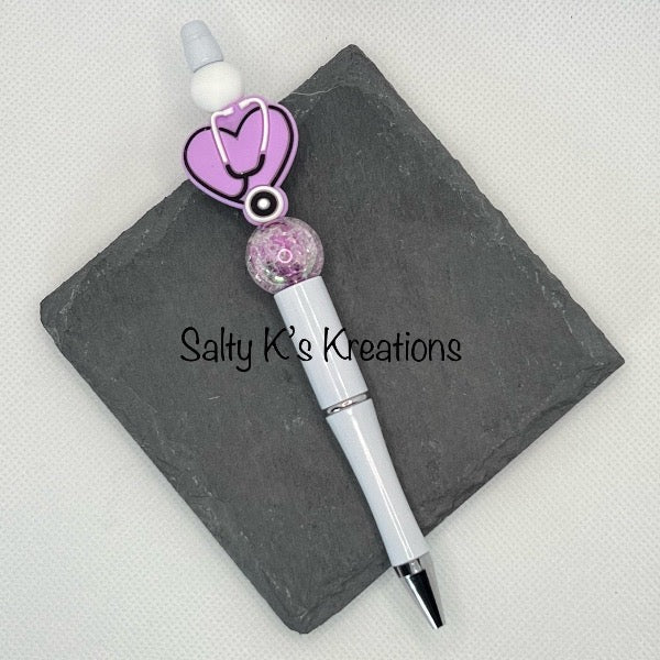 Beaded Pen - Medical - Purple