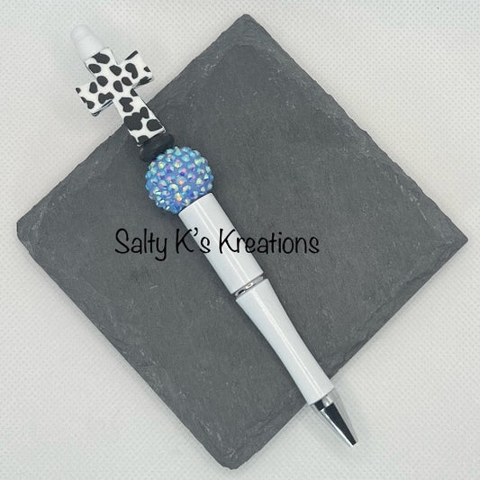 Beaded Pen - Cross - Cow Print
