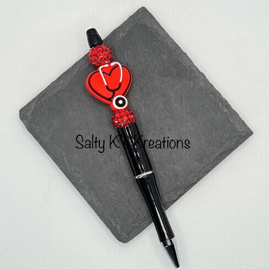Beaded Pen - Medical - Red