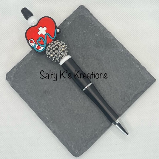 Beaded Pen - Medical - Red
