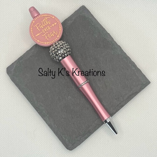 Beaded Pen - Faith - Pink