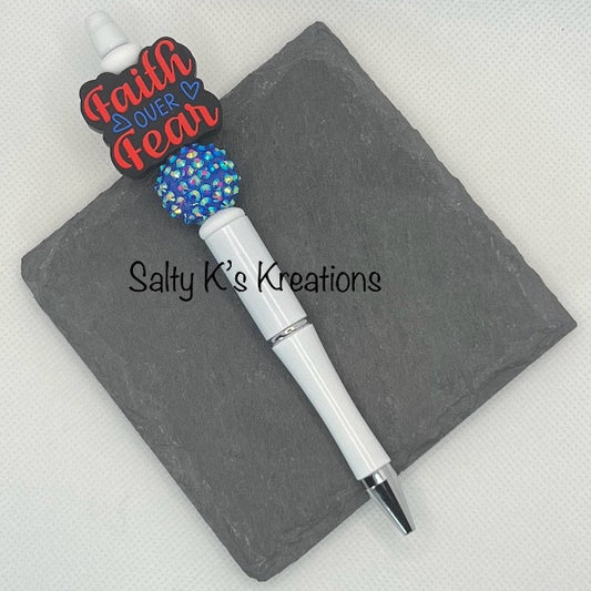 Beaded Pen - Faith - Red