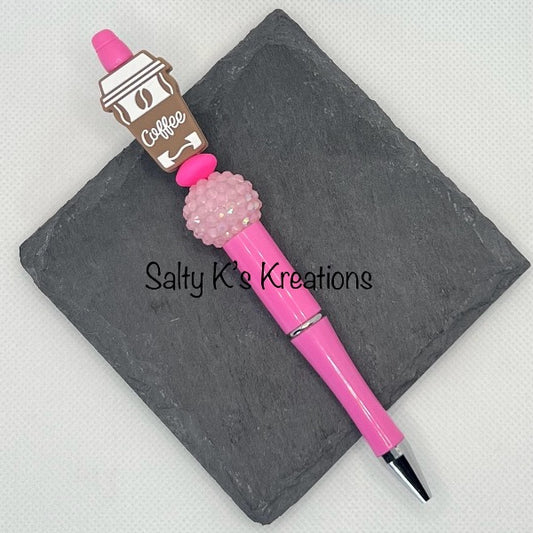 Beaded Pen - Coffee - Brown
