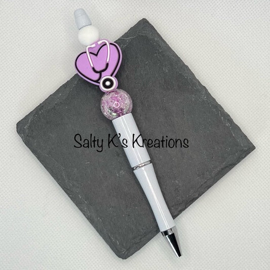 Beaded Pen - Medical - Purple