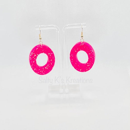 Oval - Small - Hot Pink Iridescent Fine Glitter