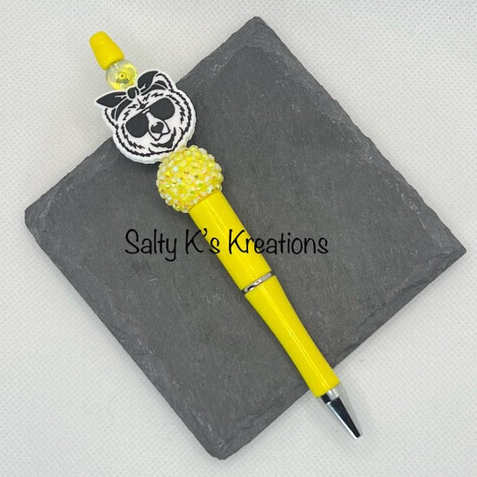 Beaded Pen - Mama Bear - Yellow
