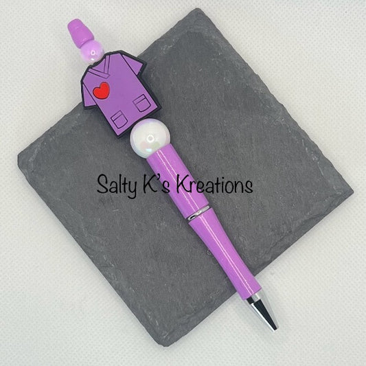 Beaded Pen - Medical - Purple