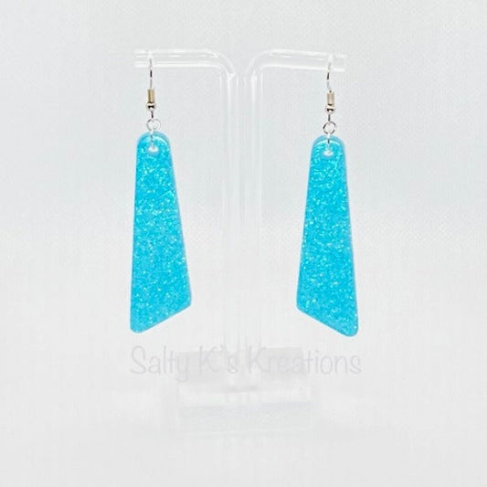 Long Dangle - Light Blue Iridescent Fine Glitter